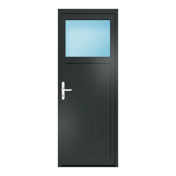Nebeneingangstür 80x210 cm 1/3 Glas Anthrazitgrau genarbt