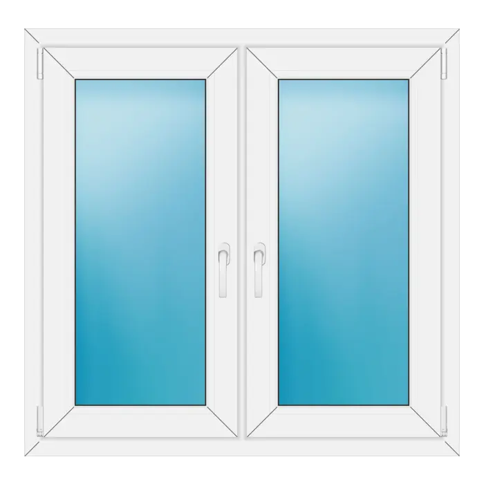 Zweiflügeliges Kunststofffenster 110x108 cm Braun genarbt