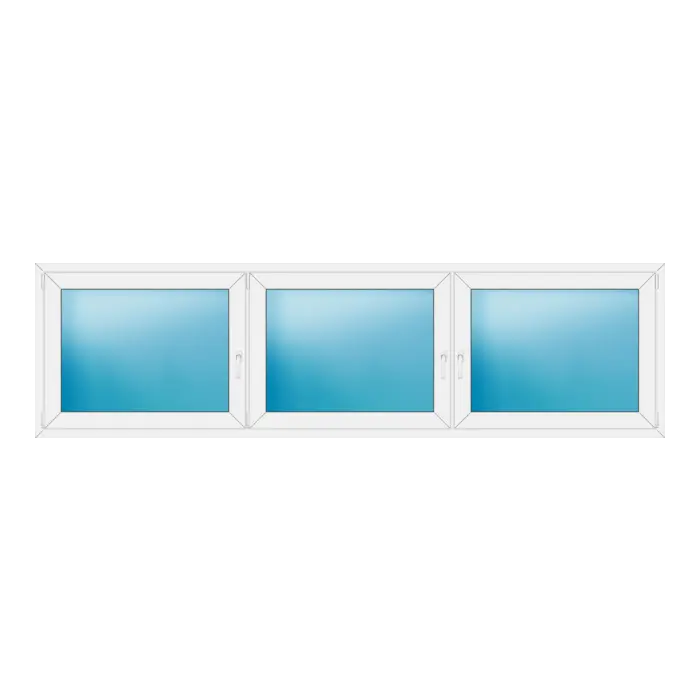 Dreiflügeliges Kunststofffenster 310x86 cm Weiß