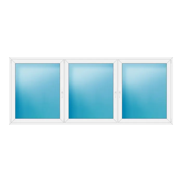 Dreiflügeliges Kunststofffenster 340x140 cm Weiß