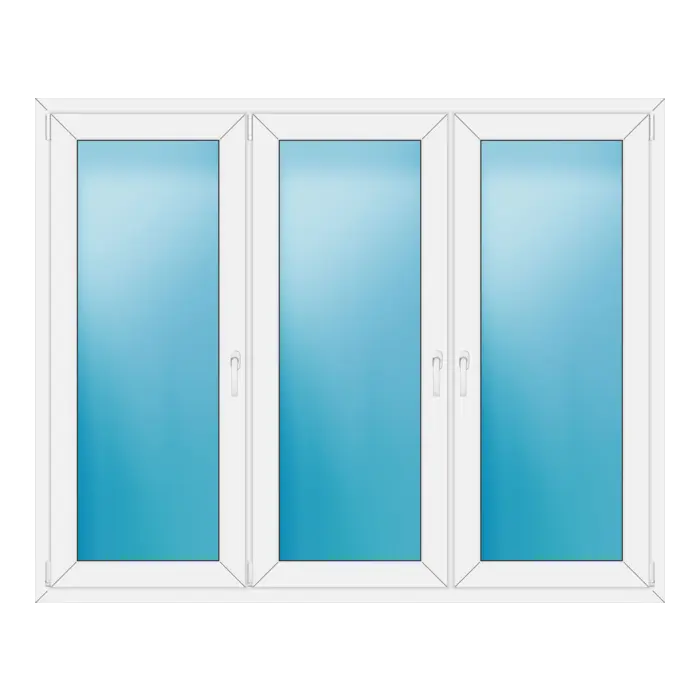 Dreiflügeliges Kunststofffenster 192x154 cm Weiß