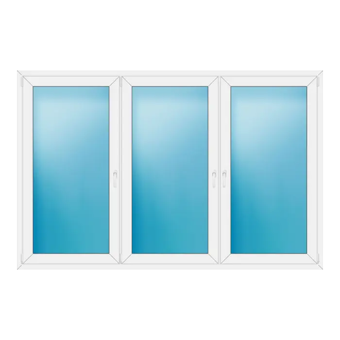 Dreiflügeliges Kunststofffenster 246x160 cm Weiß