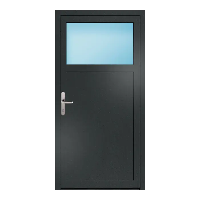 Nebeneingangstür 90x180 cm 1/3 Glas Anthrazit genarbt