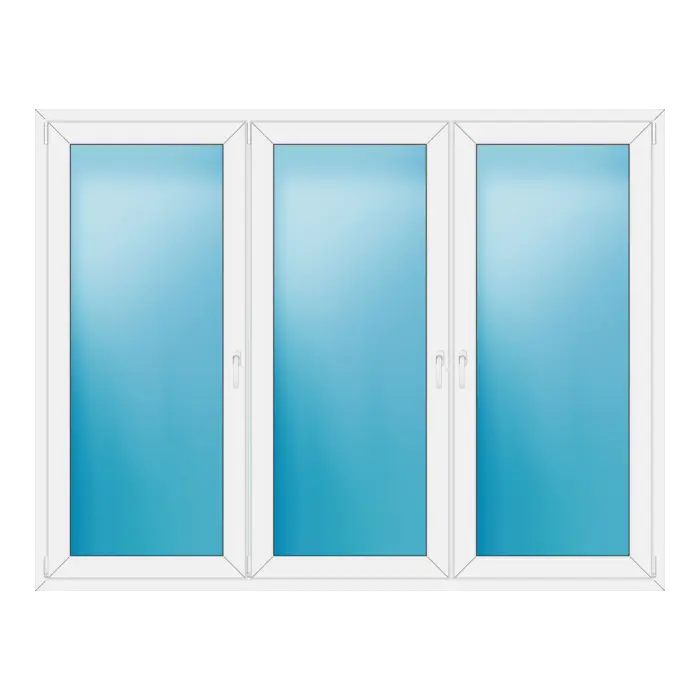 Dreiflügeliges Kunststofffenster 230x176 cm Weiß