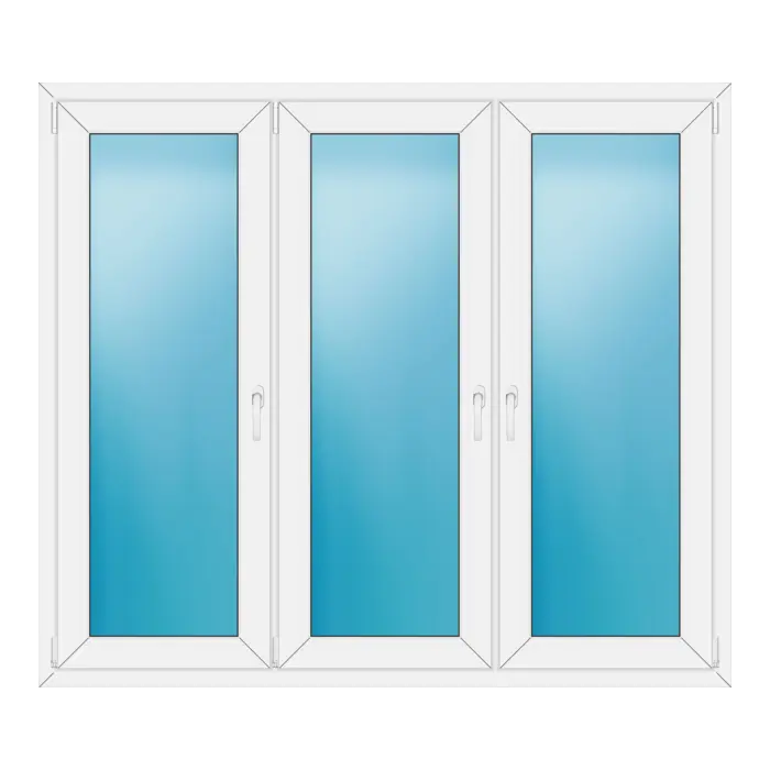 Dreiflügeliges Kunststofffenster 174x152 cm Weiß