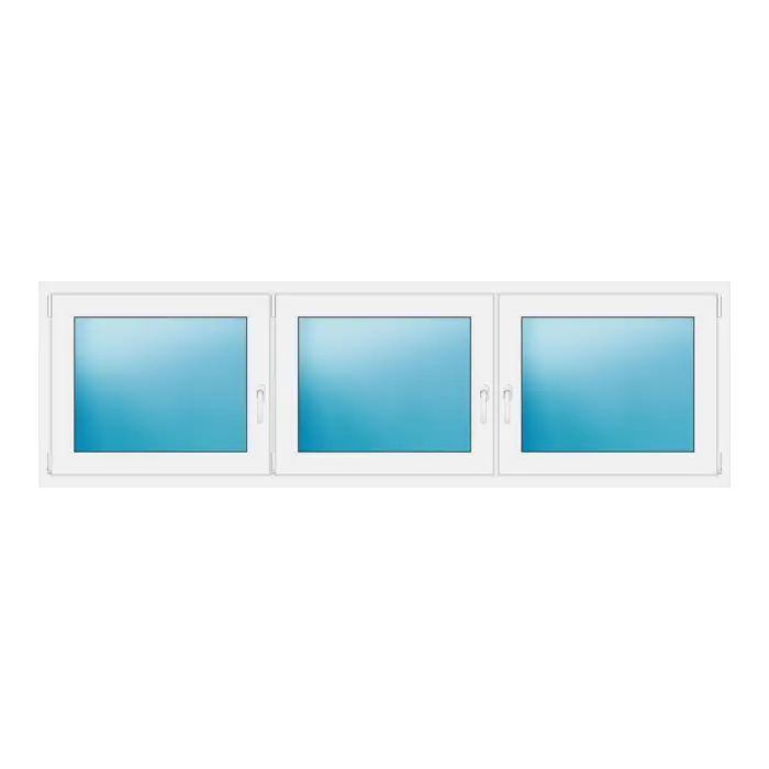 Dreiflügeliges Kunststofffenster 248x74 cm Weiß