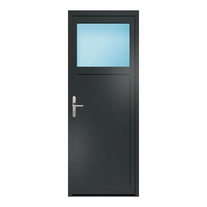 Nebeneingangstür 80x210 cm 1/3 Glas Anthrazit genarbt