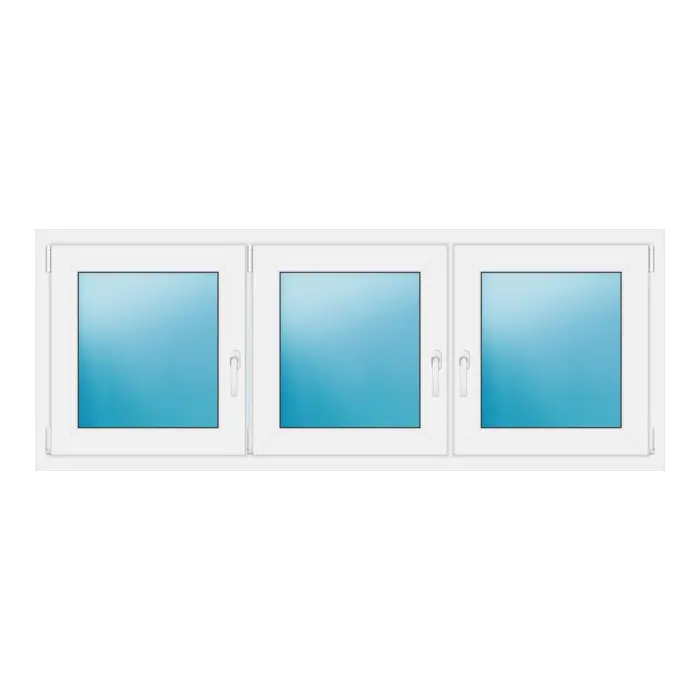 Dreiflügeliges Kunststofffenster 188x72 cm Weiß