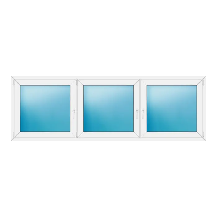 Dreiflügeliges Kunststofffenster 270x90 cm Weiß