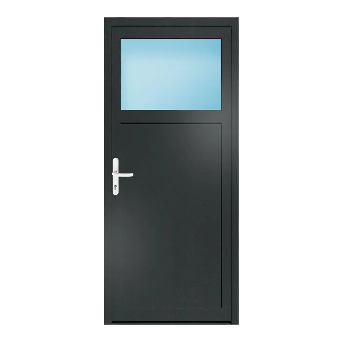 Nebeneingangstür 86x196 cm 1/3 Glas Anthrazitgrau genarbt