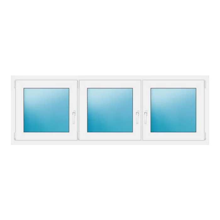 Dreiflügeliges Kunststofffenster 200x70 cm Weiß