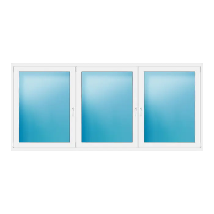 Dreiflügeliges Kunststofffenster 300x136 cm Weiß