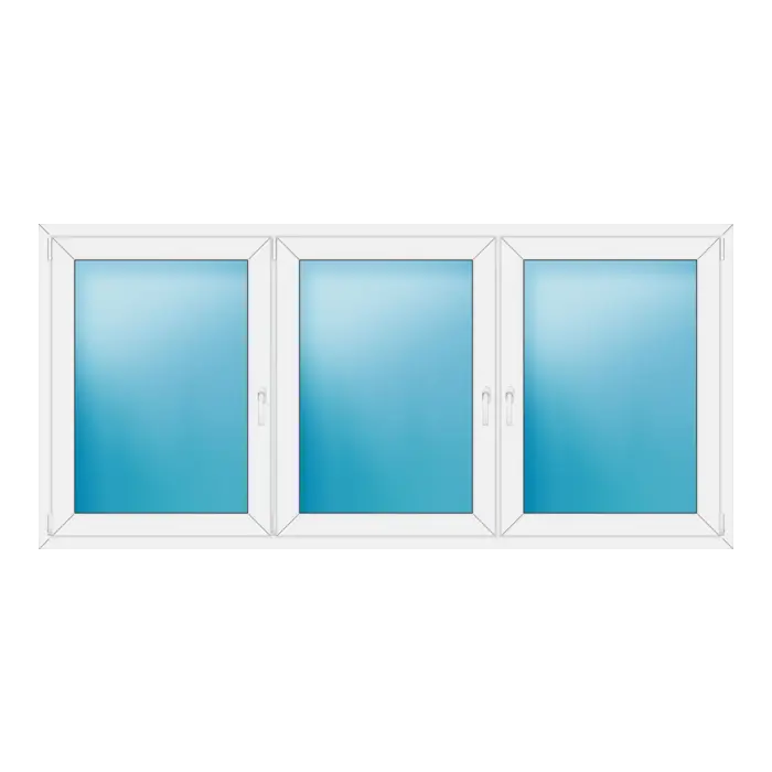 Dreiflügeliges Kunststofffenster 248x116 cm Weiß