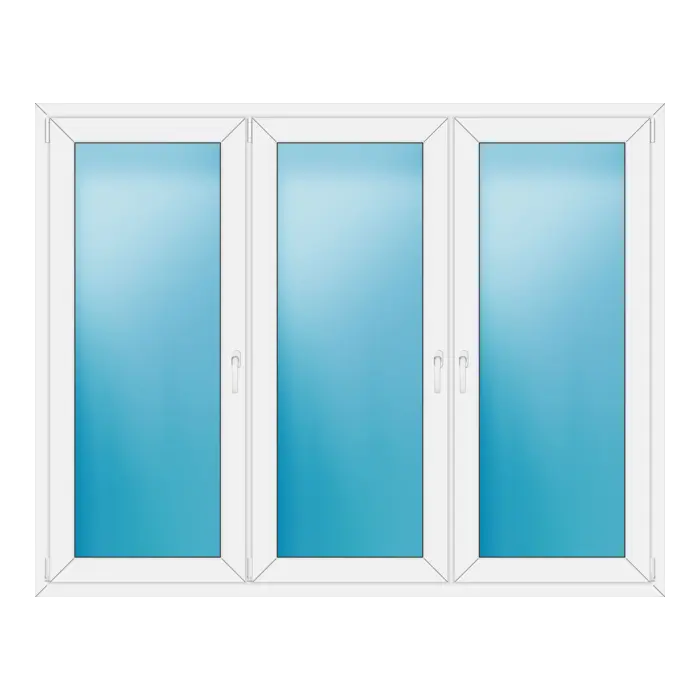 Dreiflügeliges Kunststofffenster 204x160 cm Weiß