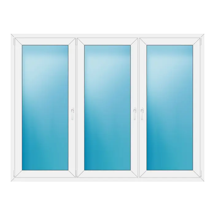 Dreiflügeliges Kunststofffenster 220x168 cm Weiß