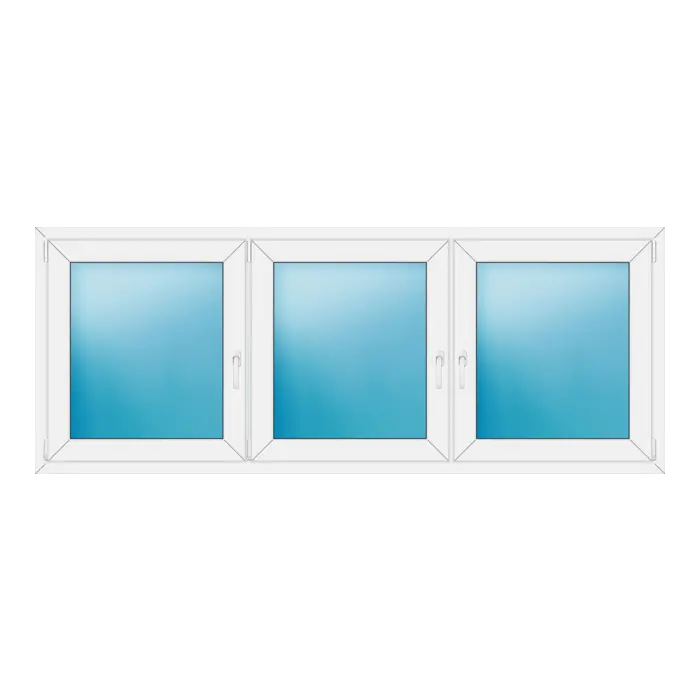 Dreiflügeliges Kunststofffenster 230x90 cm Weiß