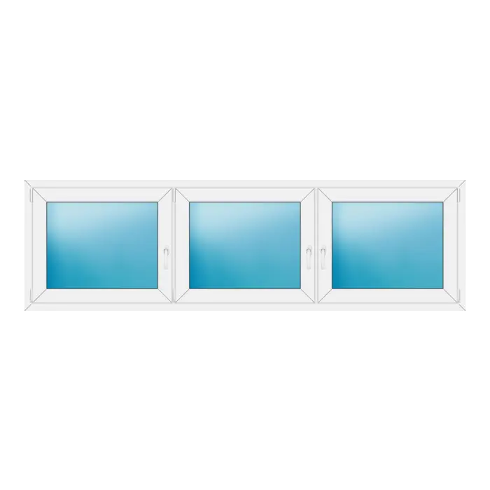 Dreiflügeliges Kunststofffenster 256x76 cm Weiß