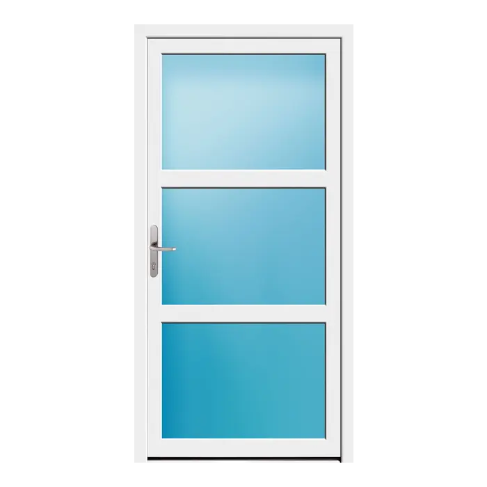 Nebeneingangstür 100x200 cm 3-teilig Glas Weiß