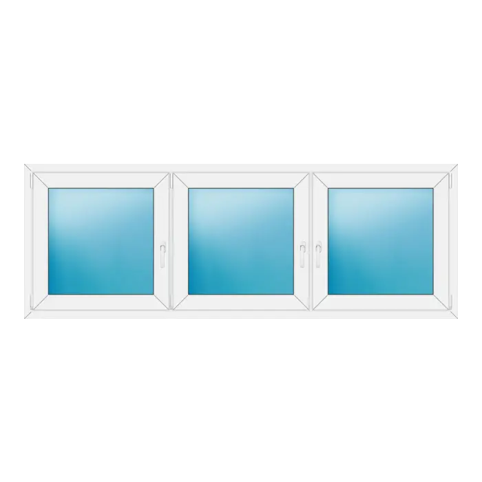 Dreiflügeliges Kunststofffenster 230x82 cm Weiß
