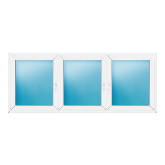 Dreiflügeliges Kunststofffenster 262x106 cm Weiß
