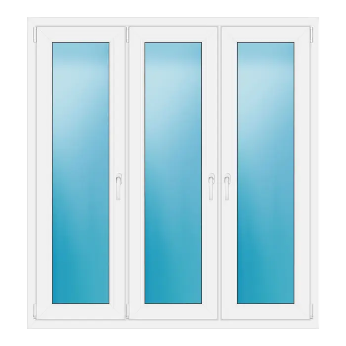 Dreiflügeliges Kunststofffenster 150x160 cm Weiß