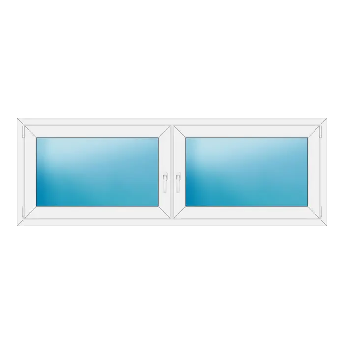Zweiflügeliges Kunststofffenster 208x72 cm Weiß