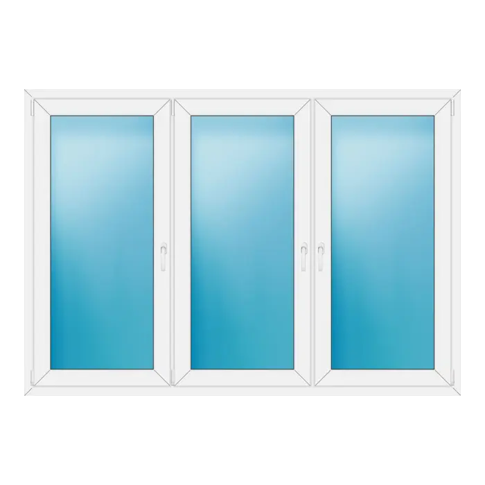 Dreiflügeliges Kunststofffenster 214x150 cm Weiß
