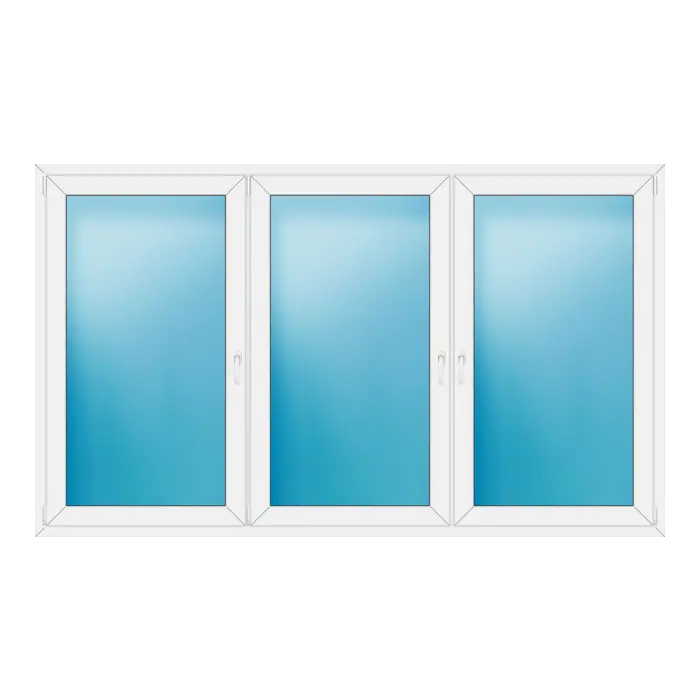 Dreiflügeliges Kunststofffenster 260x154 cm Weiß