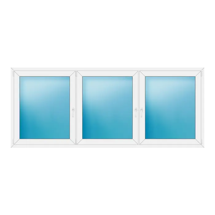 Dreiflügeliges Kunststofffenster 280x116 cm Weiß