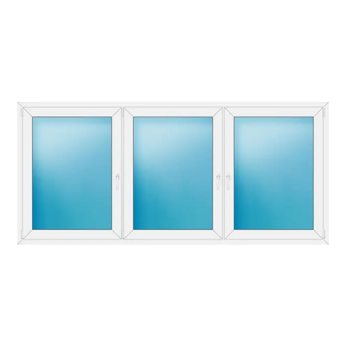 Dreiflügeliges Kunststofffenster 266x122 cm Weiß