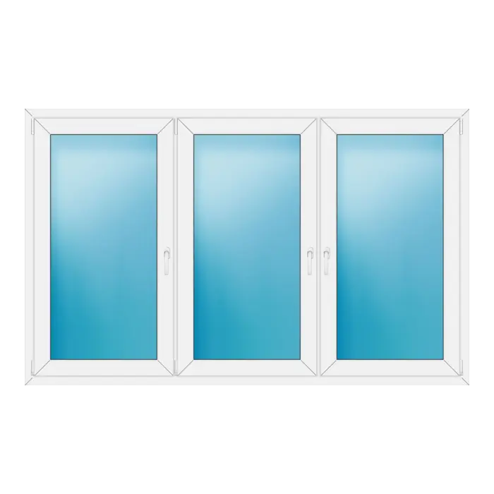Dreiflügeliges Kunststofffenster 222x138 cm Weiß