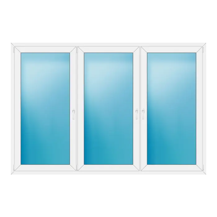 Dreiflügeliges Kunststofffenster 252x170 cm Weiß