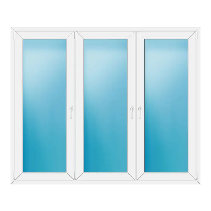 Dreiflügeliges Kunststofffenster 200x166 cm Weiß