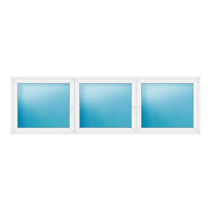 Dreiflügeliges Kunststofffenster 344x106 cm Weiß