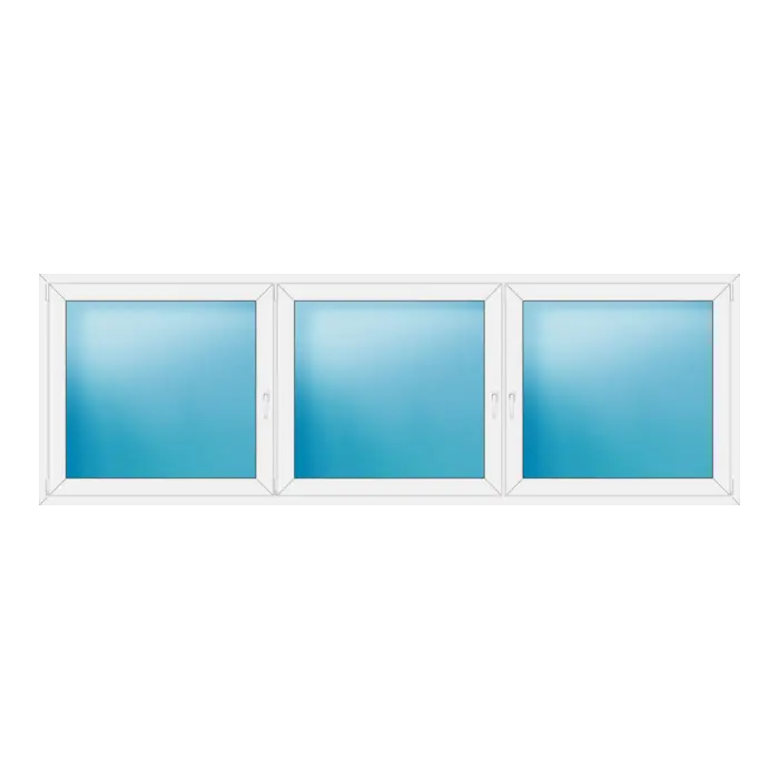 Dreiflügeliges Kunststofffenster 334x110 cm Weiß