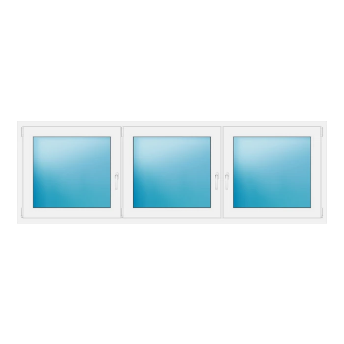 Dreiflügeliges Kunststofffenster 250x83 cm Weiß