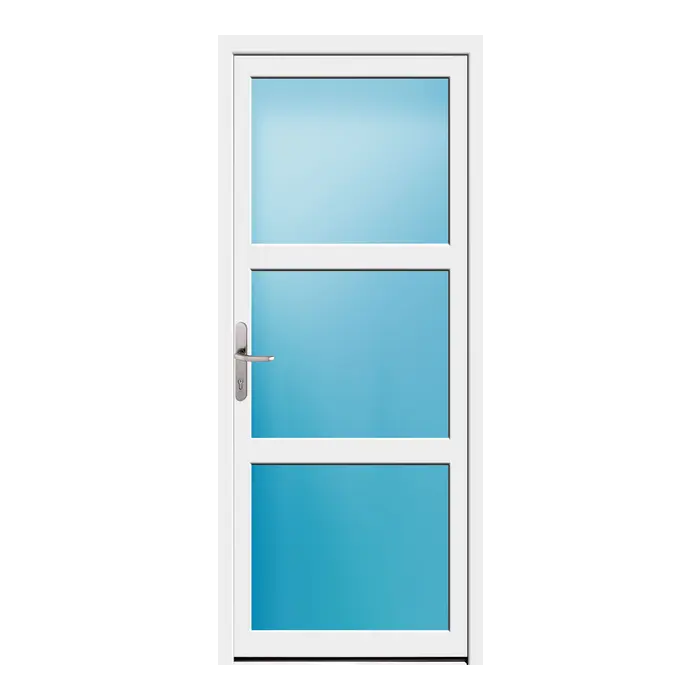 Nebeneingangstür 80x190 cm 3-teilig Glas Weiß