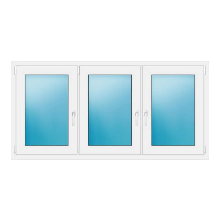 Dreiflügeliges Kunststofffenster 180x90 cm Weiß