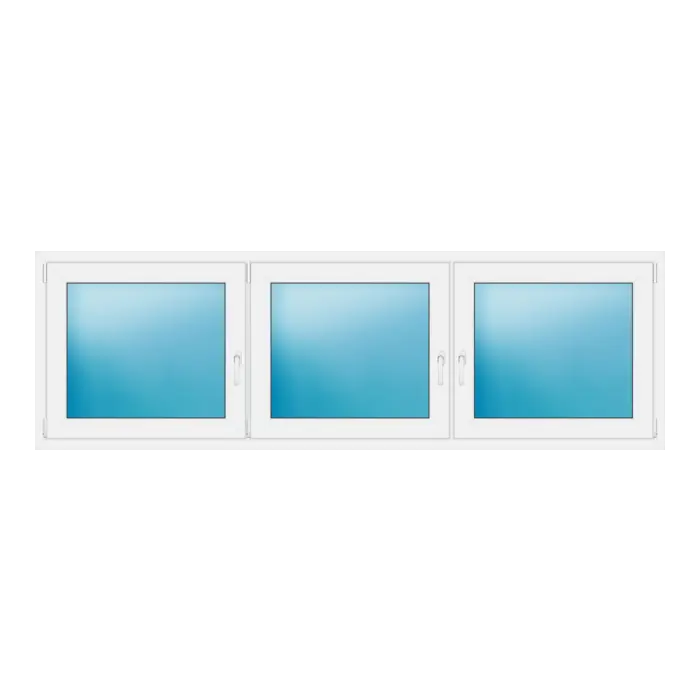 Dreiflügeliges Kunststofffenster 254x80 cm Weiß