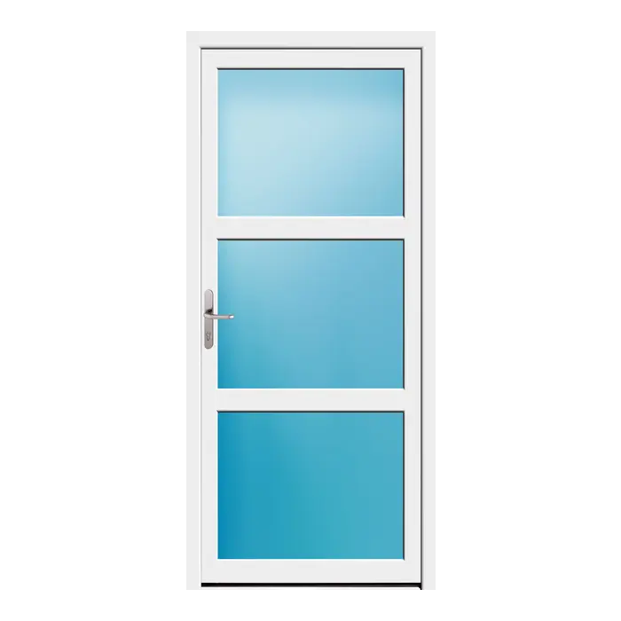Nebeneingangstür 100x224 cm 3-teilig Glas Weiß