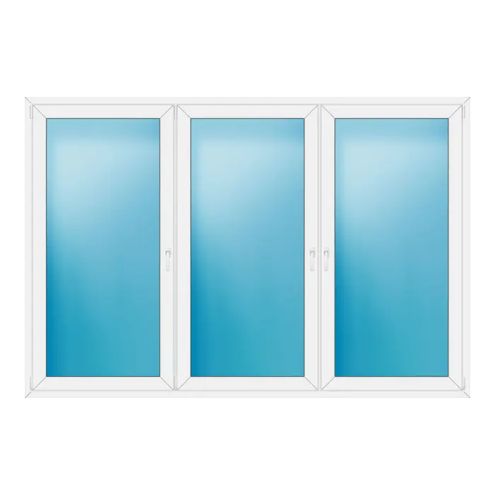 Dreiflügeliges Kunststofffenster 266x180 cm Weiß