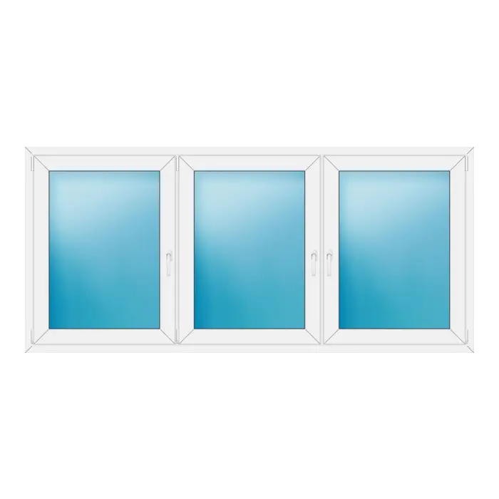 Dreiflügeliges Kunststofffenster 240x110 cm Weiß