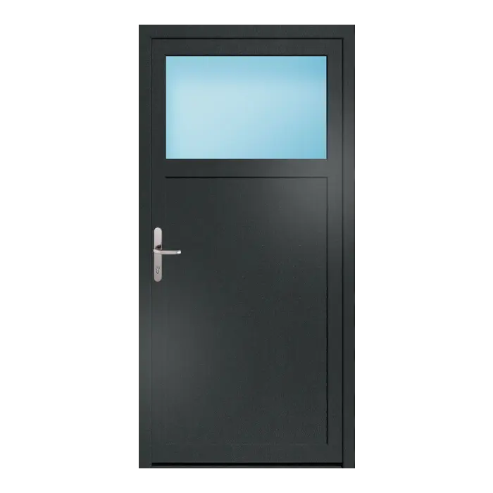 Nebeneingangstür 95x195 cm 1/3 Glas Anthrazitgrau genarbt