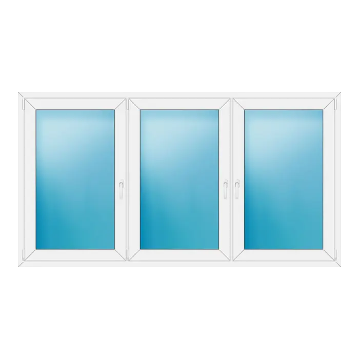 Dreiflügeliges Kunststofffenster 232x126 cm Weiß