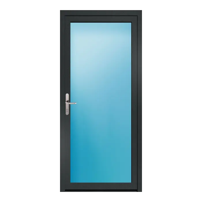 Nebeneingangstür 90x200 cm Vollglas Anthrazit genarbt