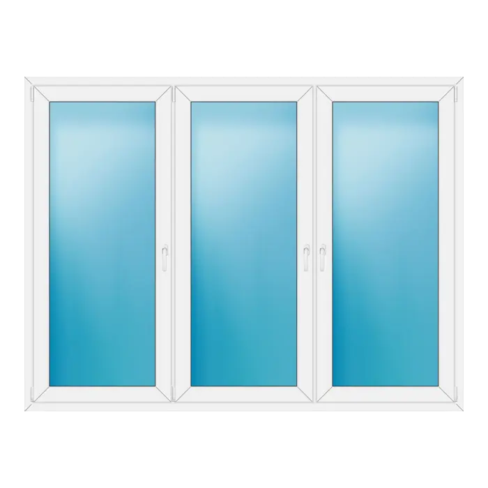Dreiflügeliges Kunststofffenster 226x172 cm Weiß