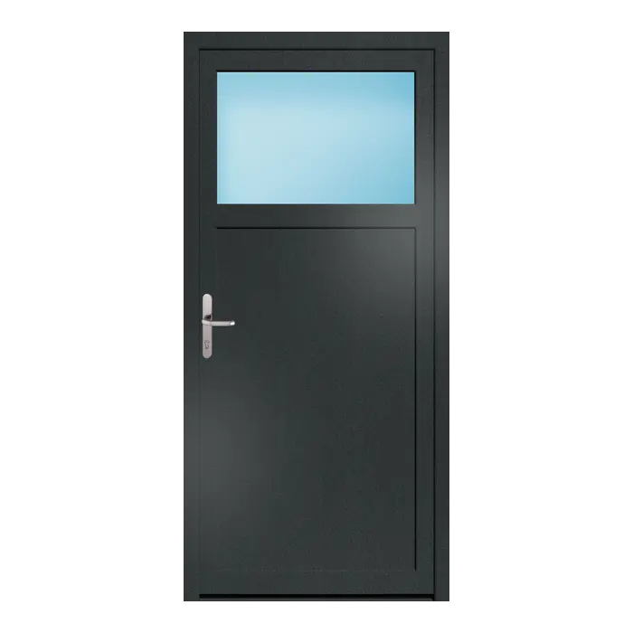 Nebeneingangstür 98x210 cm 1/3 Glas Anthrazit genarbt