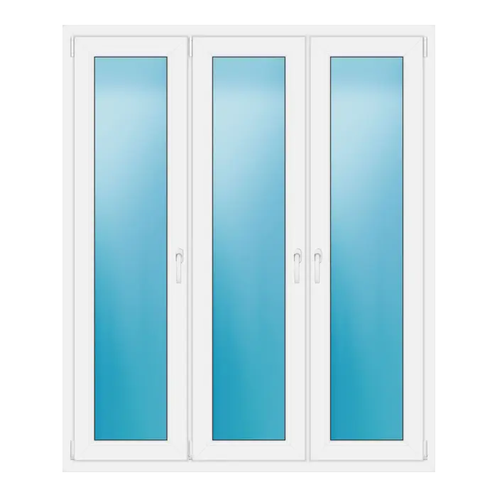 Dreiflügeliges Kunststofffenster 150x180 cm Weiß