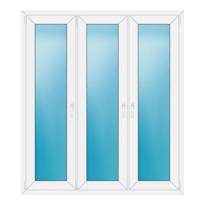 Dreiflügeliges Kunststofffenster 150x170 cm Weiß