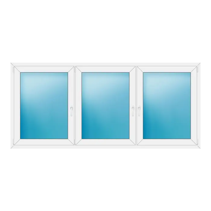 Dreiflügeliges Kunststofffenster 252x114 cm Weiß